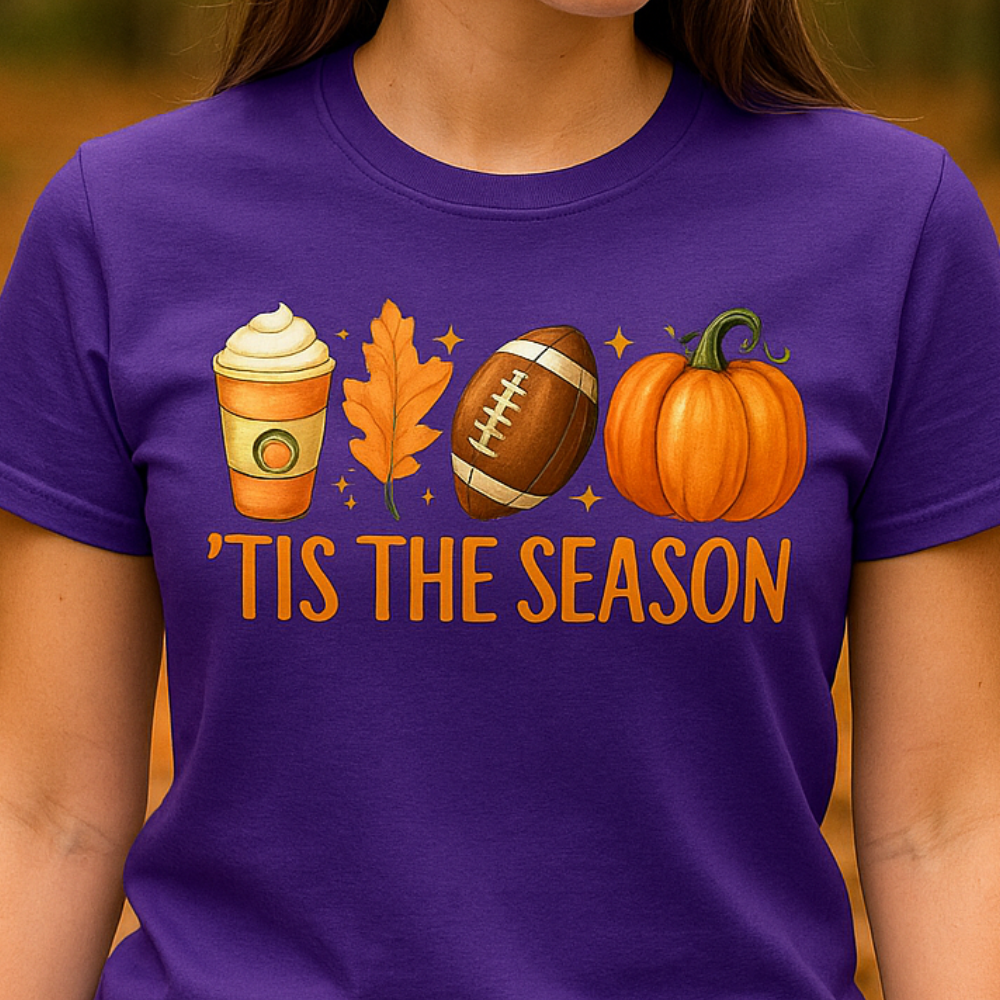 'Tis the Season™ Fall Coffee • Football • Pumpkin Tee / Cozy Sweatshirt