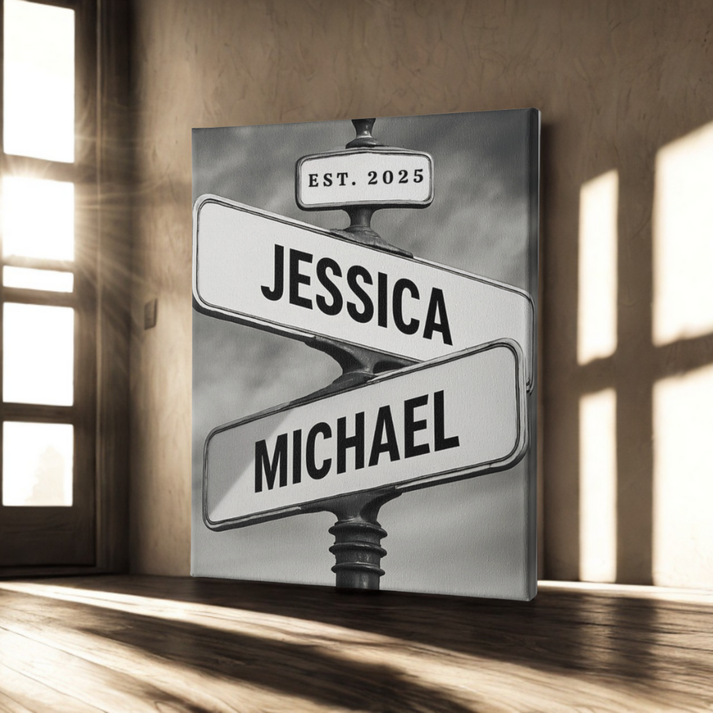 Personalized Canvas Street Sign For Couples