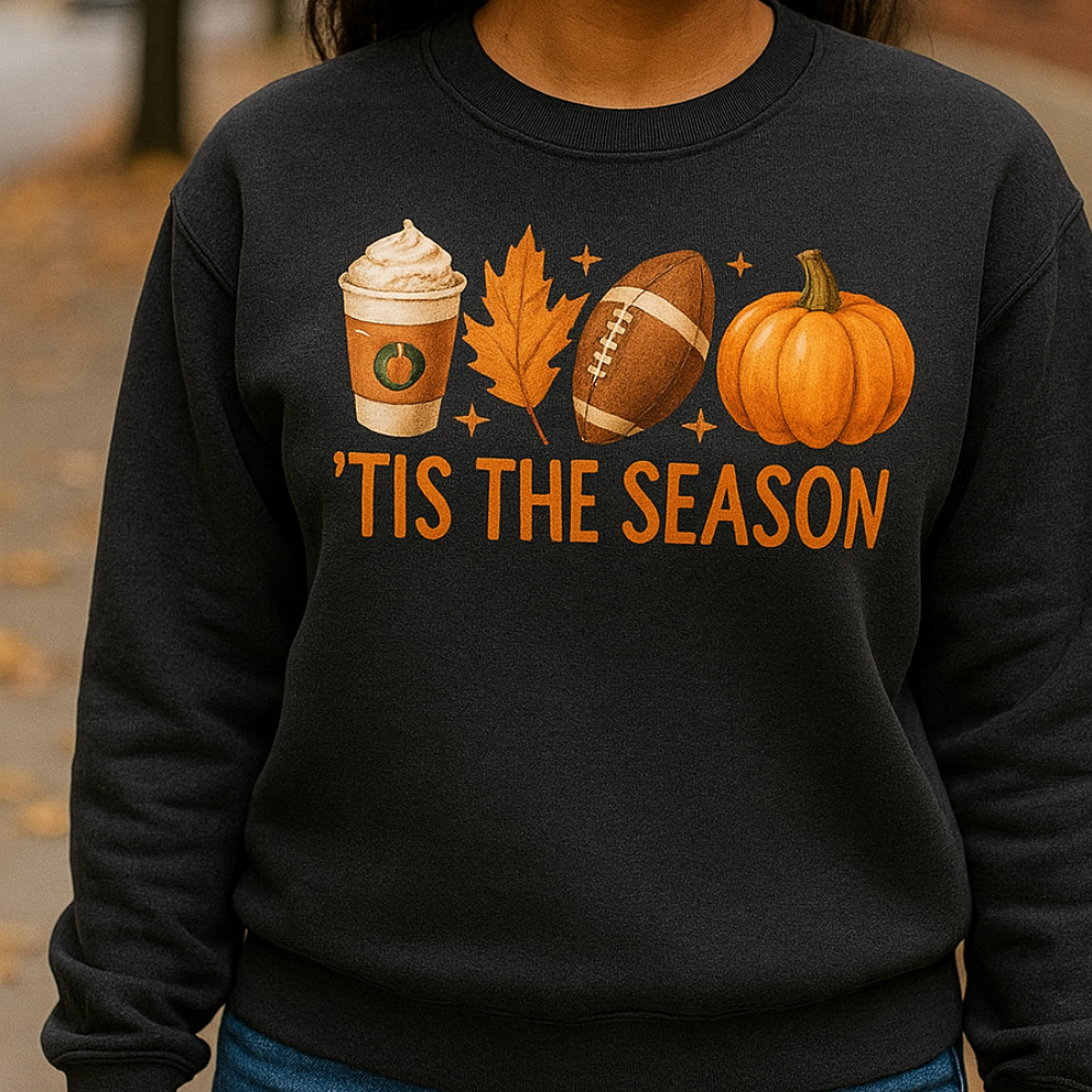 'Tis the Season™ Fall Coffee • Football • Pumpkin Tee / Cozy Sweatshirt
