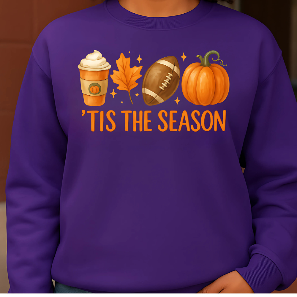'Tis the Season™ Fall Coffee • Football • Pumpkin Tee / Cozy Sweatshirt