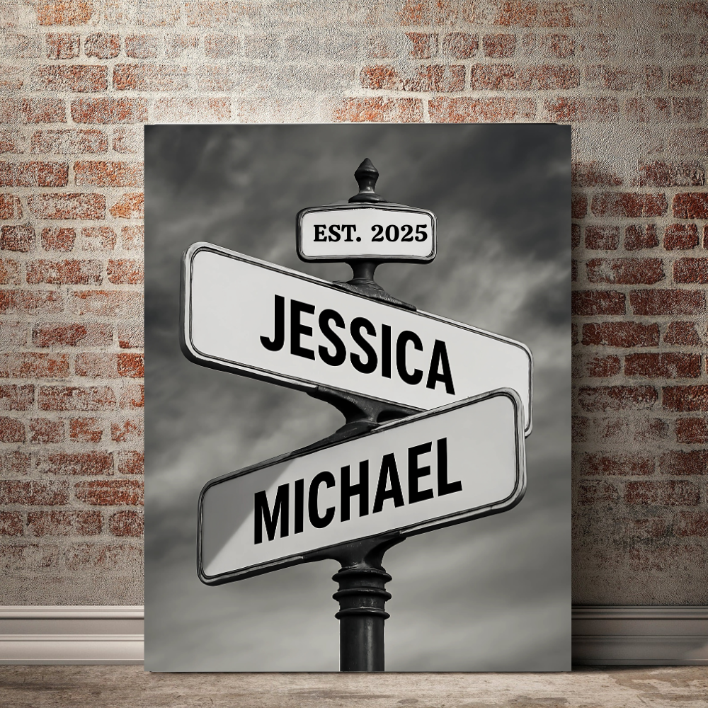 Personalized Canvas Street Sign For Couples