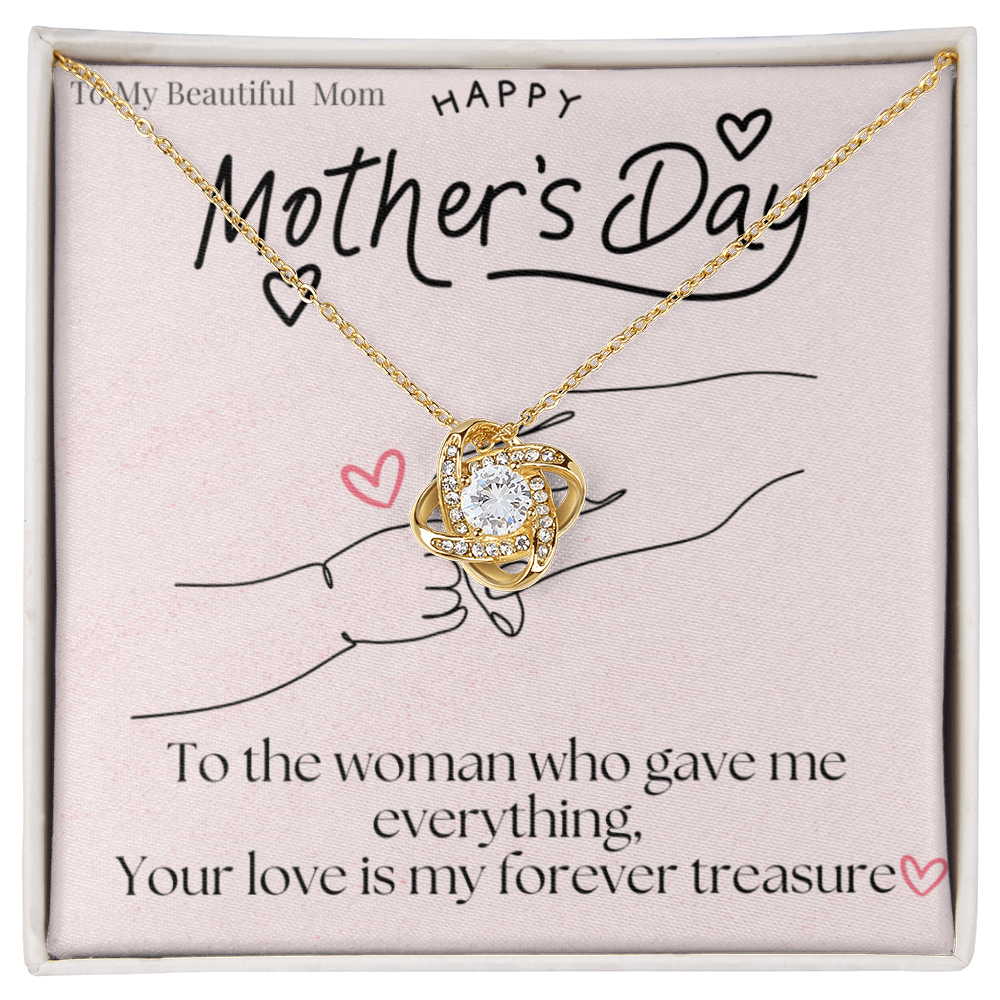 To My Beautiful Mom /Love Knot Necklace Mother's Day Gift