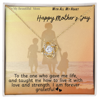 To My Beautiful Mom / Love Knot Necklace Mother's Day Gift
