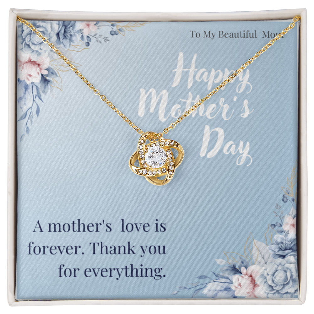 To My Beautiful Mom / Love Knot Necklace Mother's Day Gift