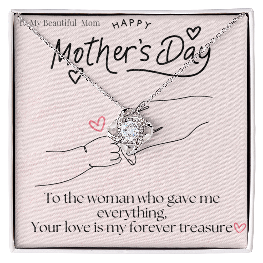 To My Beautiful Mom /Love Knot Necklace Mother's Day Gift