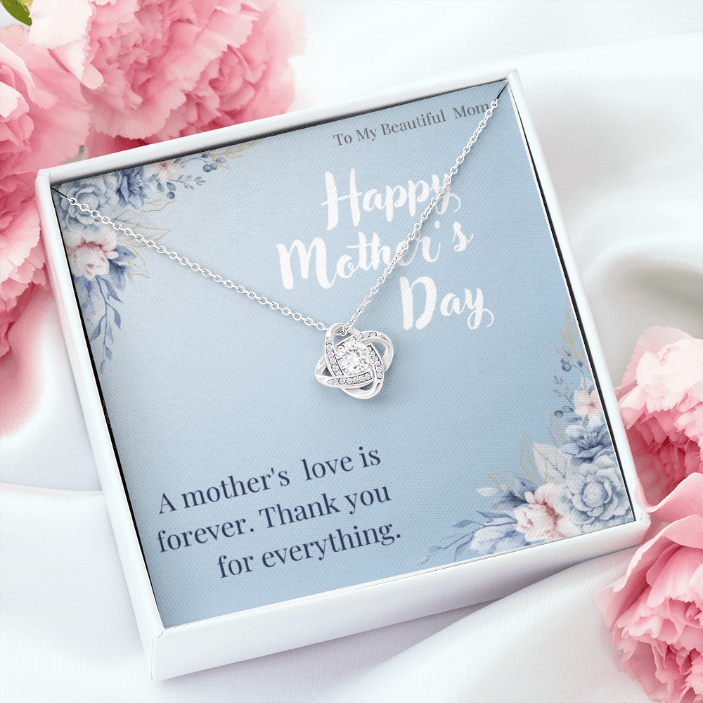 To My Beautiful Mom / Love Knot Necklace Mother's Day Gift