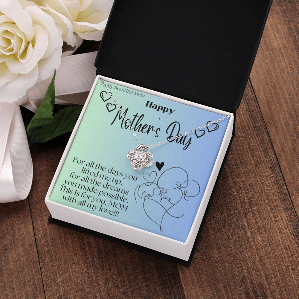 To My Beautiful Mom / Love Knot Necklace Mother's Day Gift