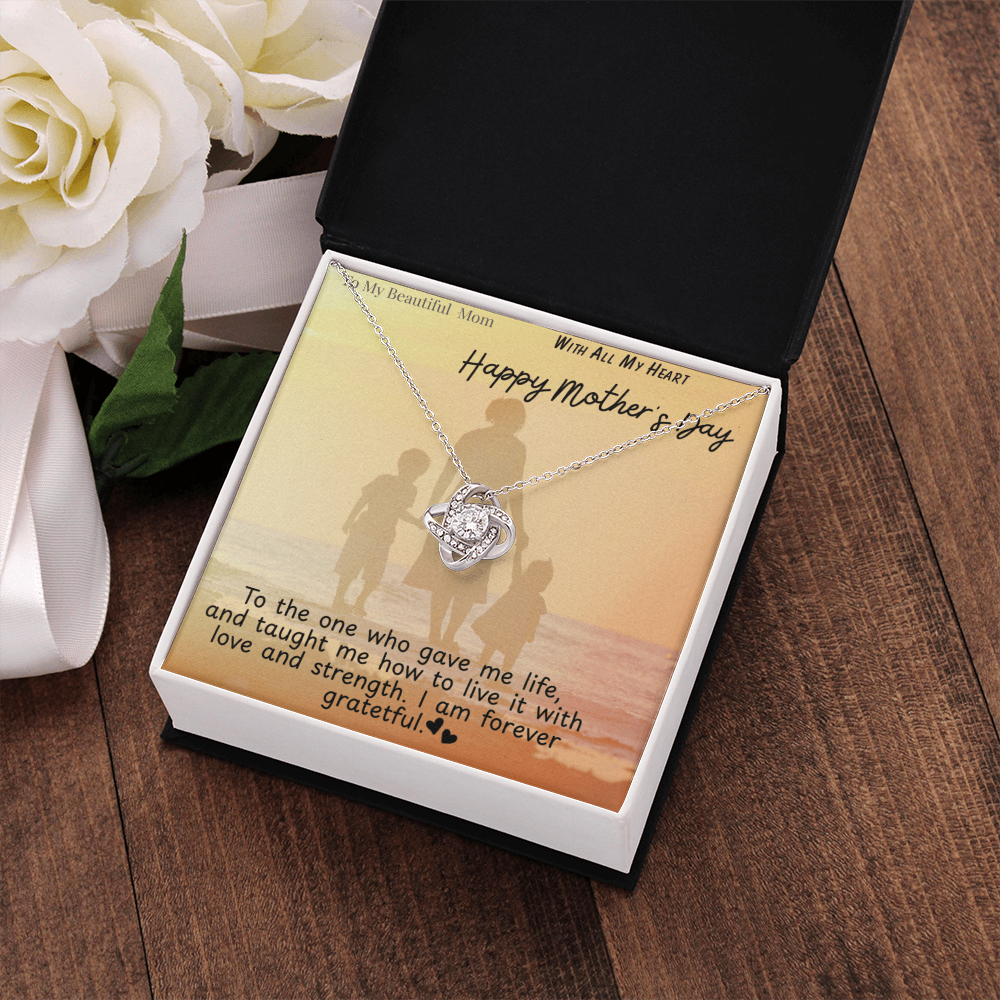 To My Beautiful Mom / Love Knot Necklace Mother's Day Gift