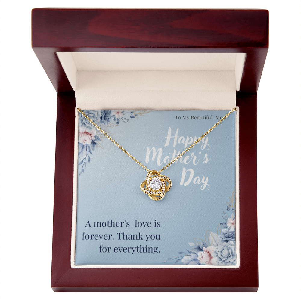 To My Beautiful Mom / Love Knot Necklace Mother's Day Gift