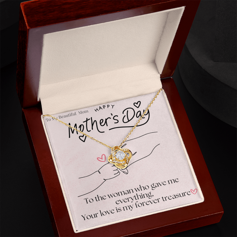 To My Beautiful Mom /Love Knot Necklace Mother's Day Gift