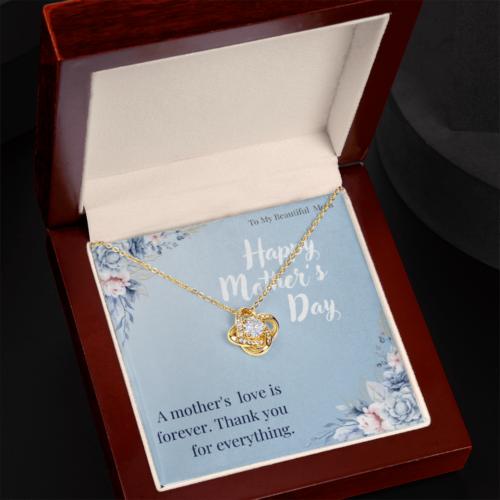 To My Beautiful Mom / Love Knot Necklace Mother's Day Gift