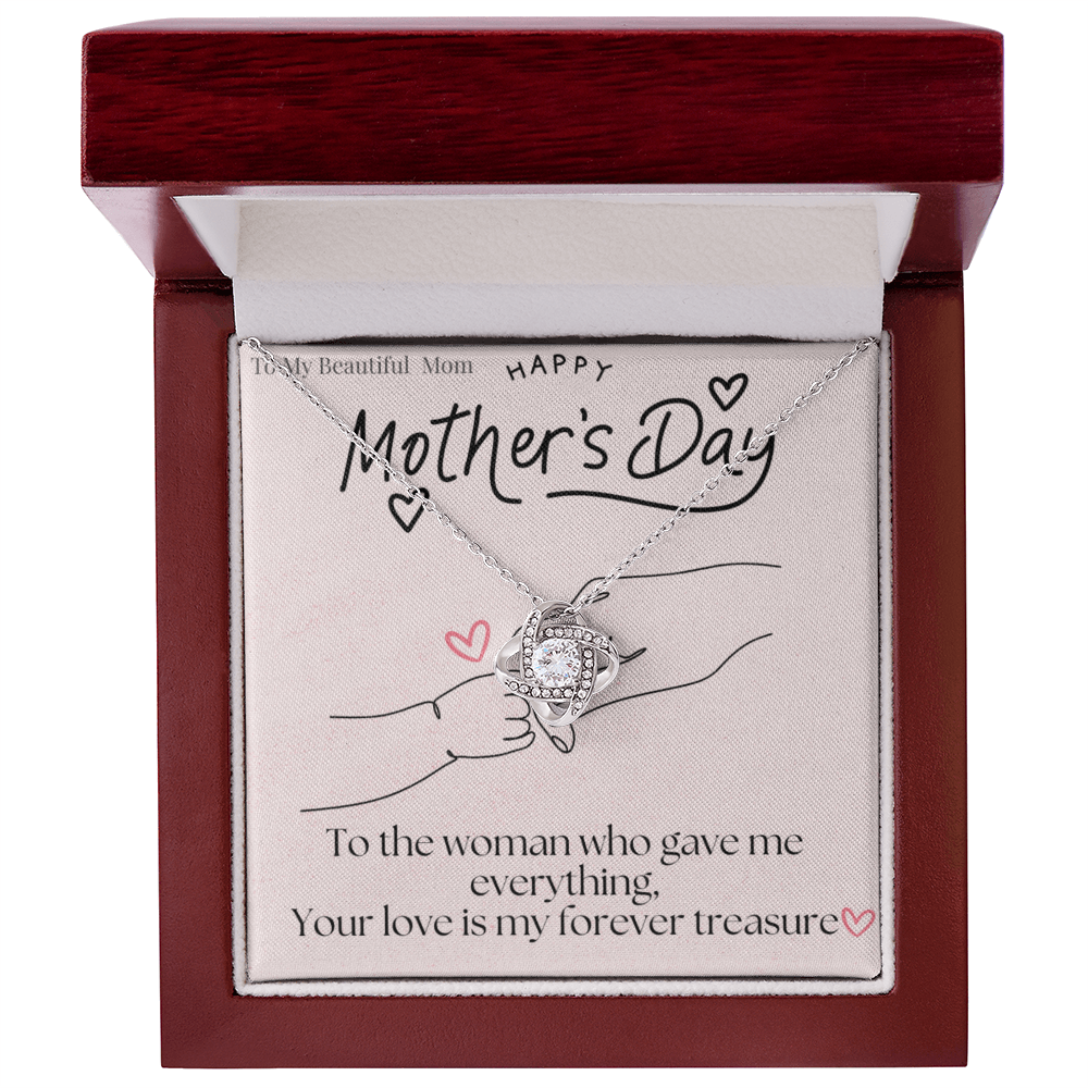 To My Beautiful Mom /Love Knot Necklace Mother's Day Gift