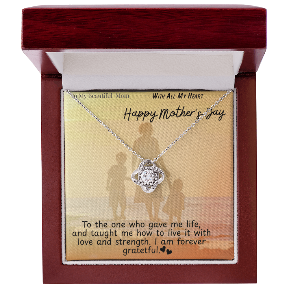 To My Beautiful Mom / Love Knot Necklace Mother's Day Gift