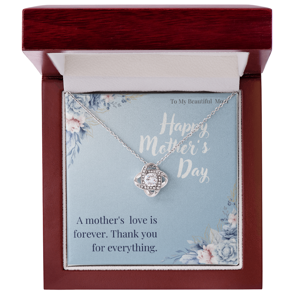 To My Beautiful Mom / Love Knot Necklace Mother's Day Gift