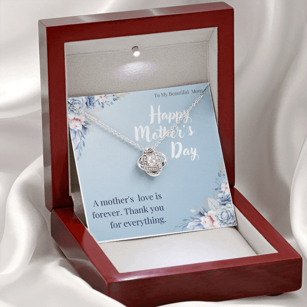 To My Beautiful Mom / Love Knot Necklace Mother's Day Gift