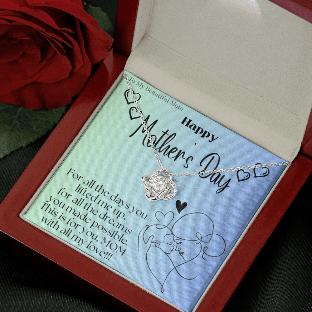 To My Beautiful Mom / Love Knot Necklace Mother's Day Gift