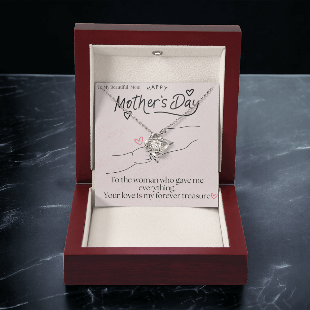 To My Beautiful Mom /Love Knot Necklace Mother's Day Gift