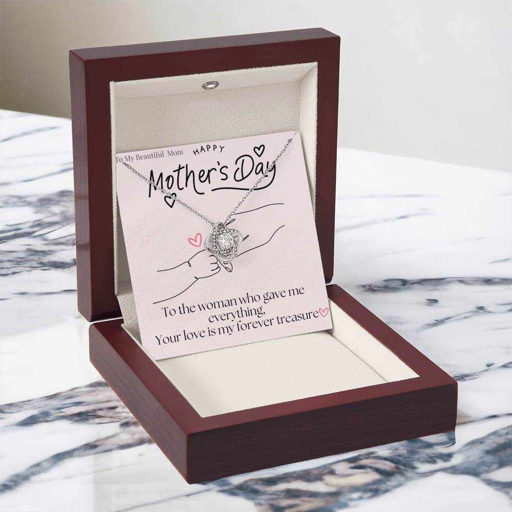 To My Beautiful Mom /Love Knot Necklace Mother's Day Gift