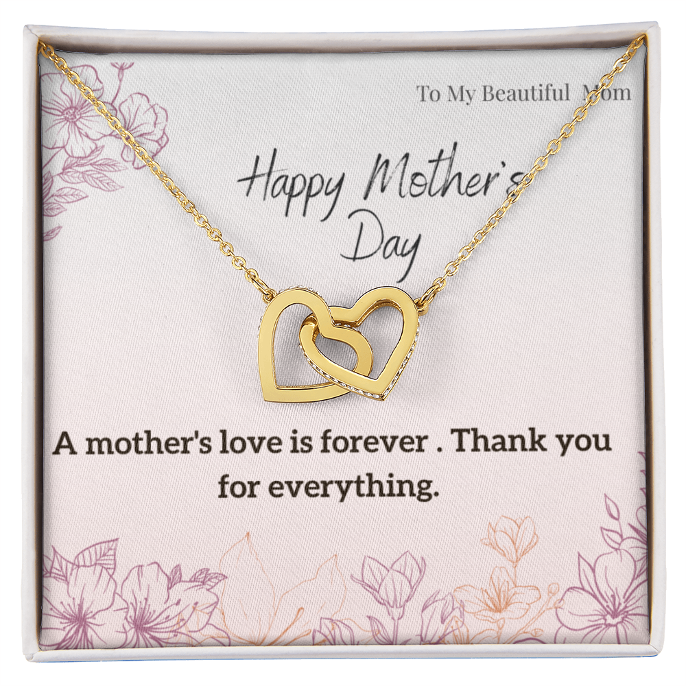 To My Beautiful Mom / Interlocking Hearts Necklace Mother's Day Gift