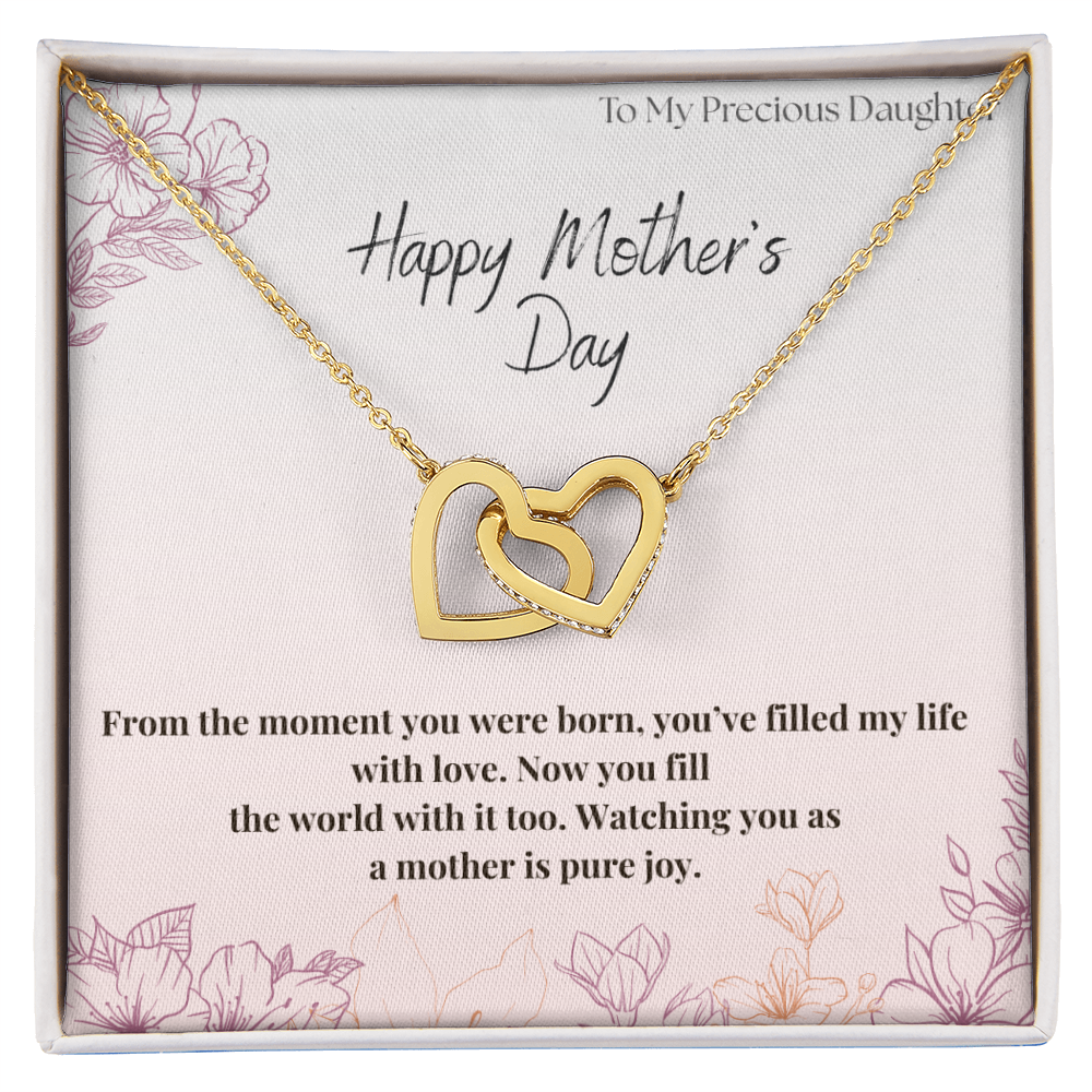 To My Precious Daughter / Interlocking Heart Necklace