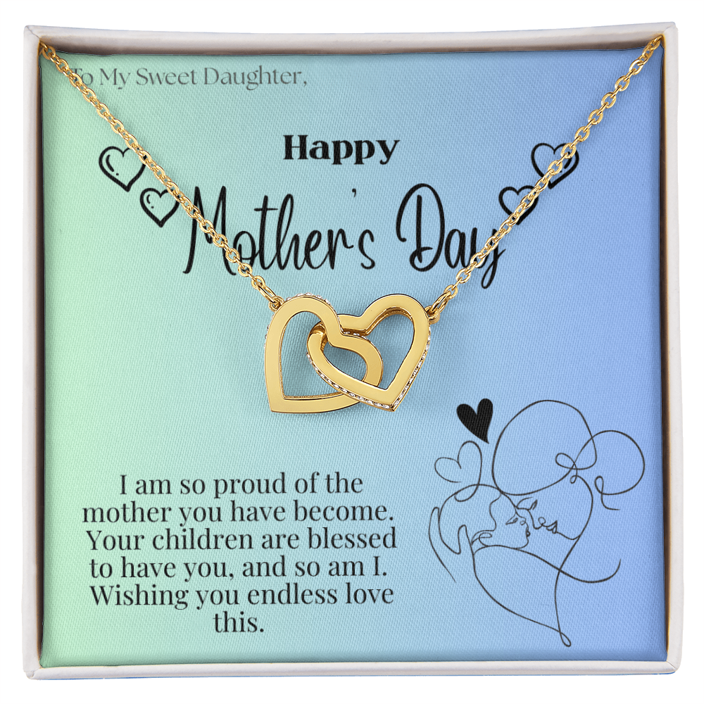 To My Sweet Daughter / Interlocking Heart Necklace