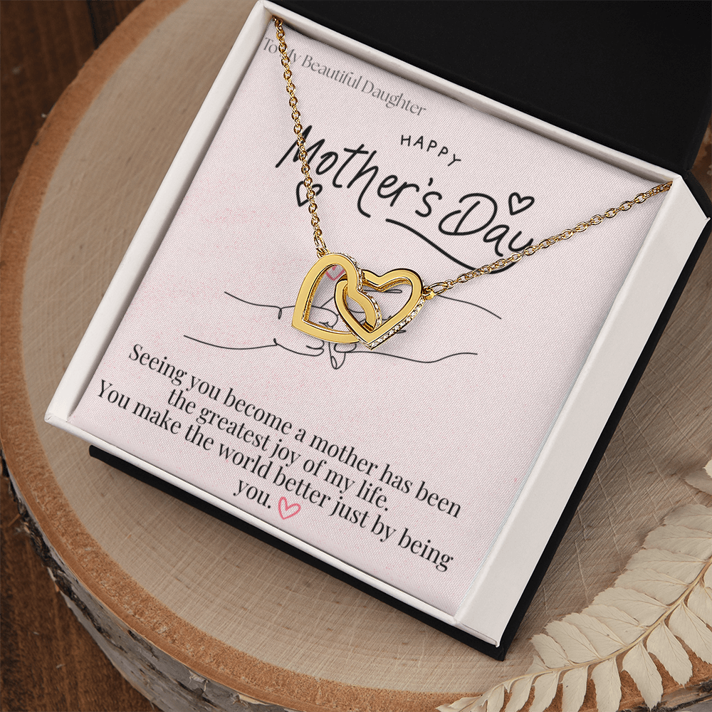 To My Beautiful Daughter / Interlocking Heart Necklace