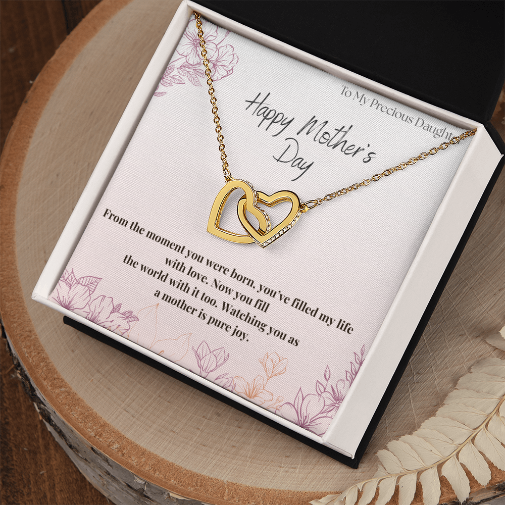 To My Precious Daughter / Interlocking Heart Necklace