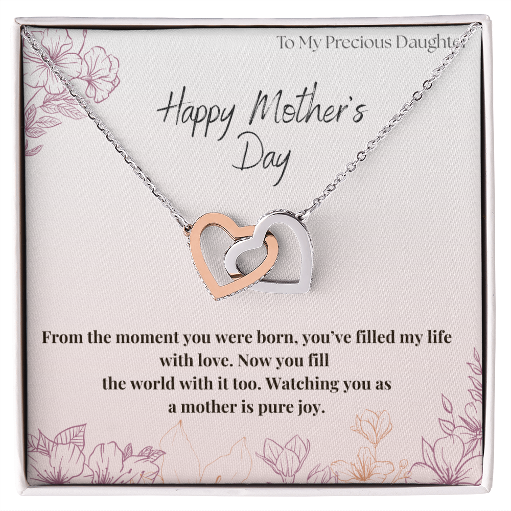 To My Precious Daughter / Interlocking Heart Necklace