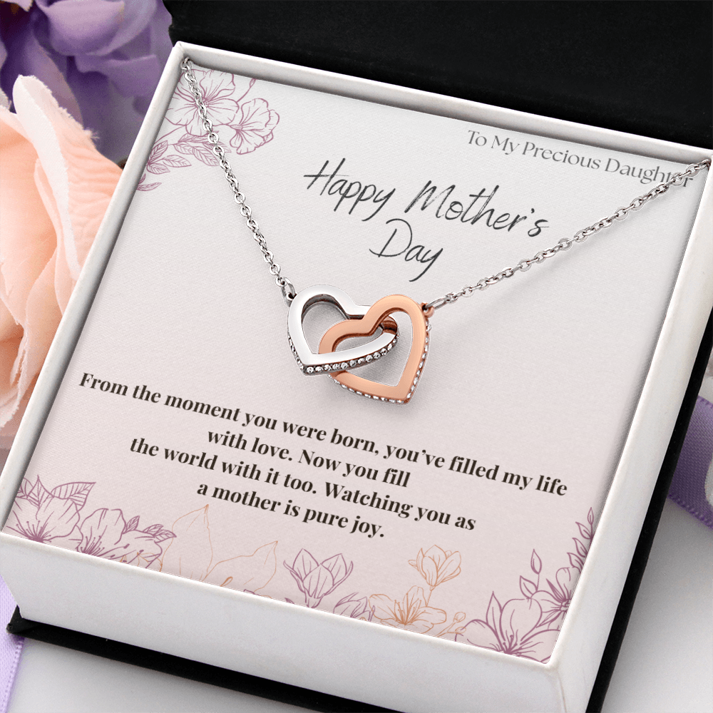 To My Precious Daughter / Interlocking Heart Necklace