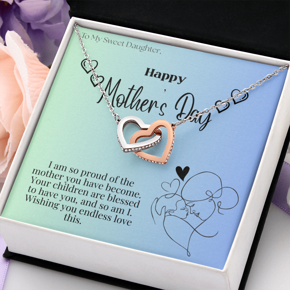 To My Sweet Daughter / Interlocking Heart Necklace