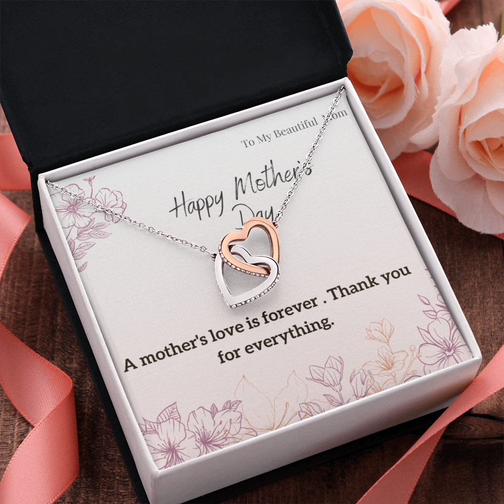 To My Beautiful Mom / Interlocking Hearts Necklace Mother's Day Gift