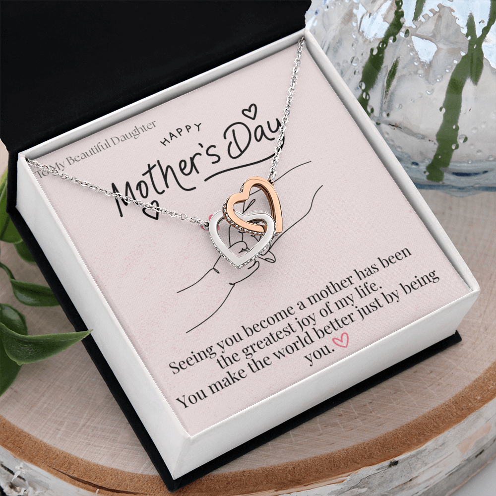 To My Beautiful Daughter / Interlocking Heart Necklace