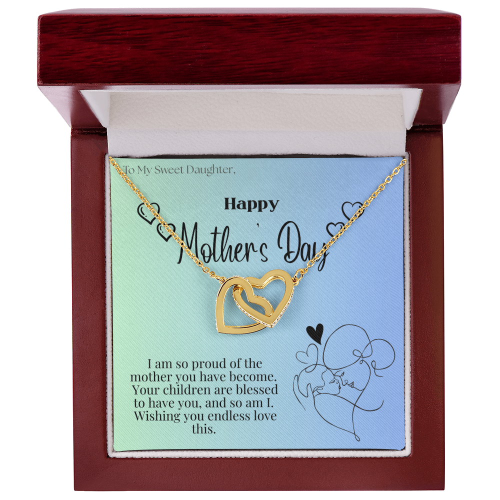 To My Sweet Daughter / Interlocking Heart Necklace