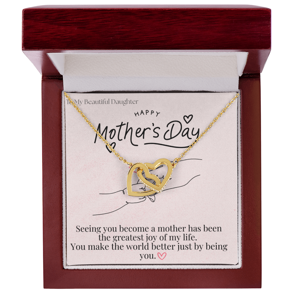 To My Beautiful Daughter / Interlocking Heart Necklace