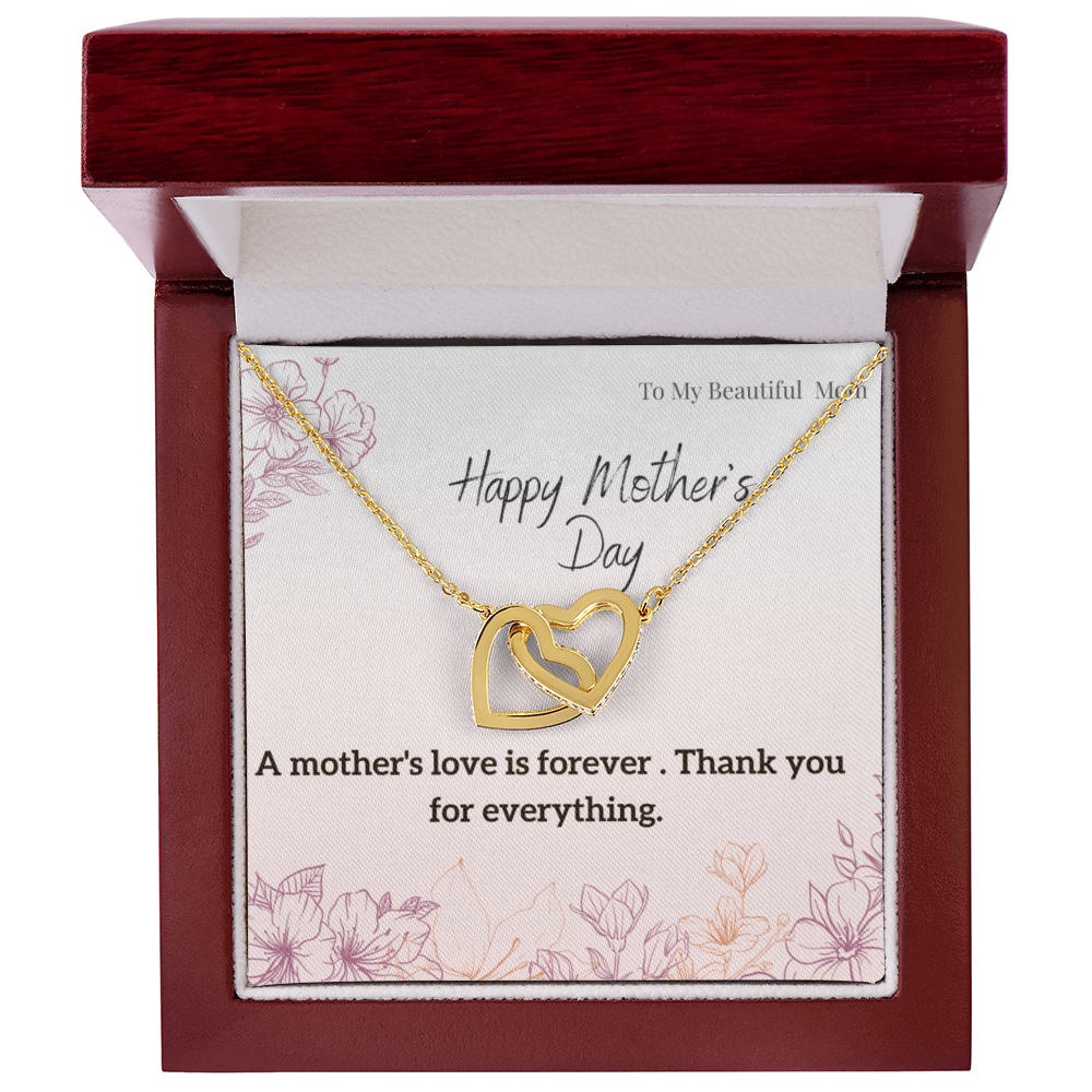 To My Beautiful Mom / Interlocking Hearts Necklace Mother's Day Gift