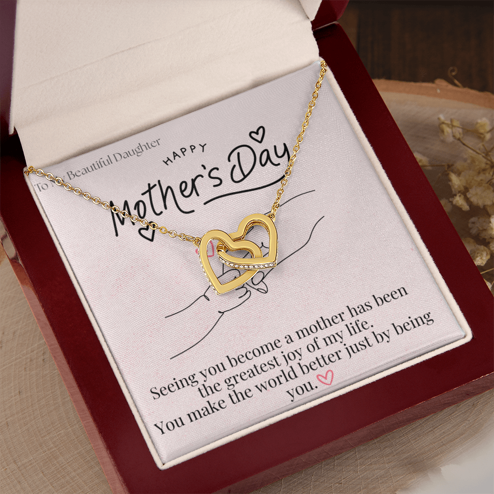 To My Beautiful Daughter / Interlocking Heart Necklace