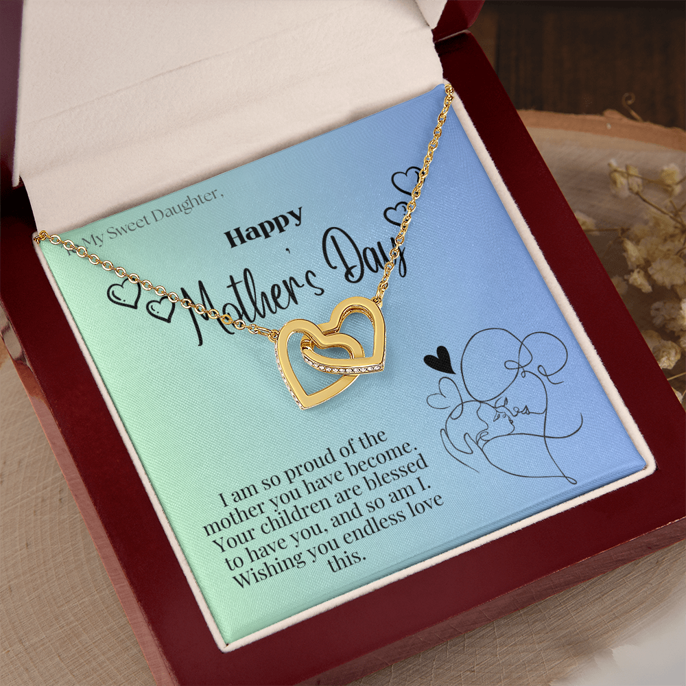 To My Sweet Daughter / Interlocking Heart Necklace
