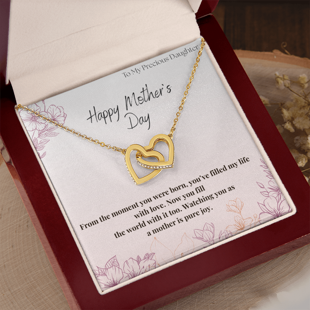 To My Precious Daughter / Interlocking Heart Necklace