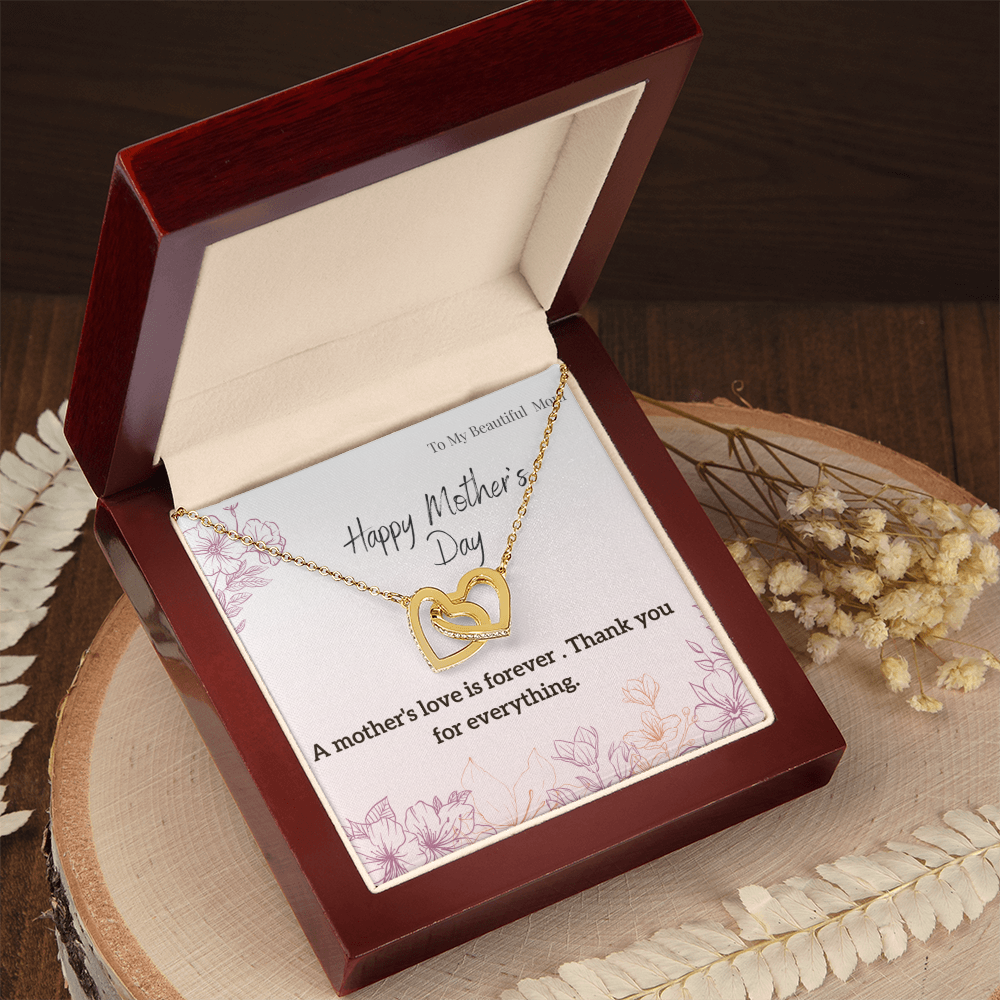 To My Beautiful Mom / Interlocking Hearts Necklace Mother's Day Gift