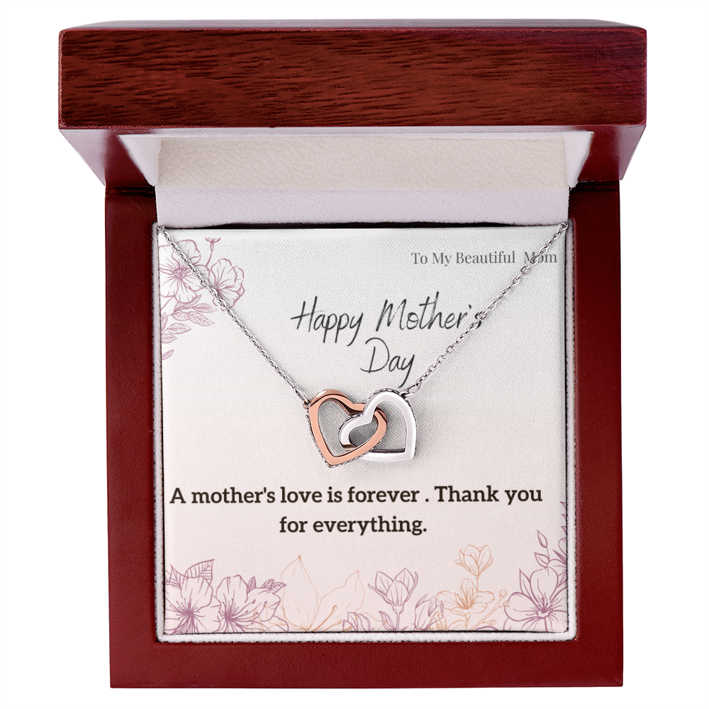 To My Beautiful Mom / Interlocking Hearts Necklace Mother's Day Gift
