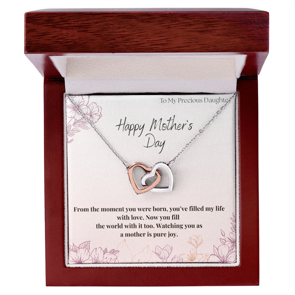 To My Precious Daughter / Interlocking Heart Necklace
