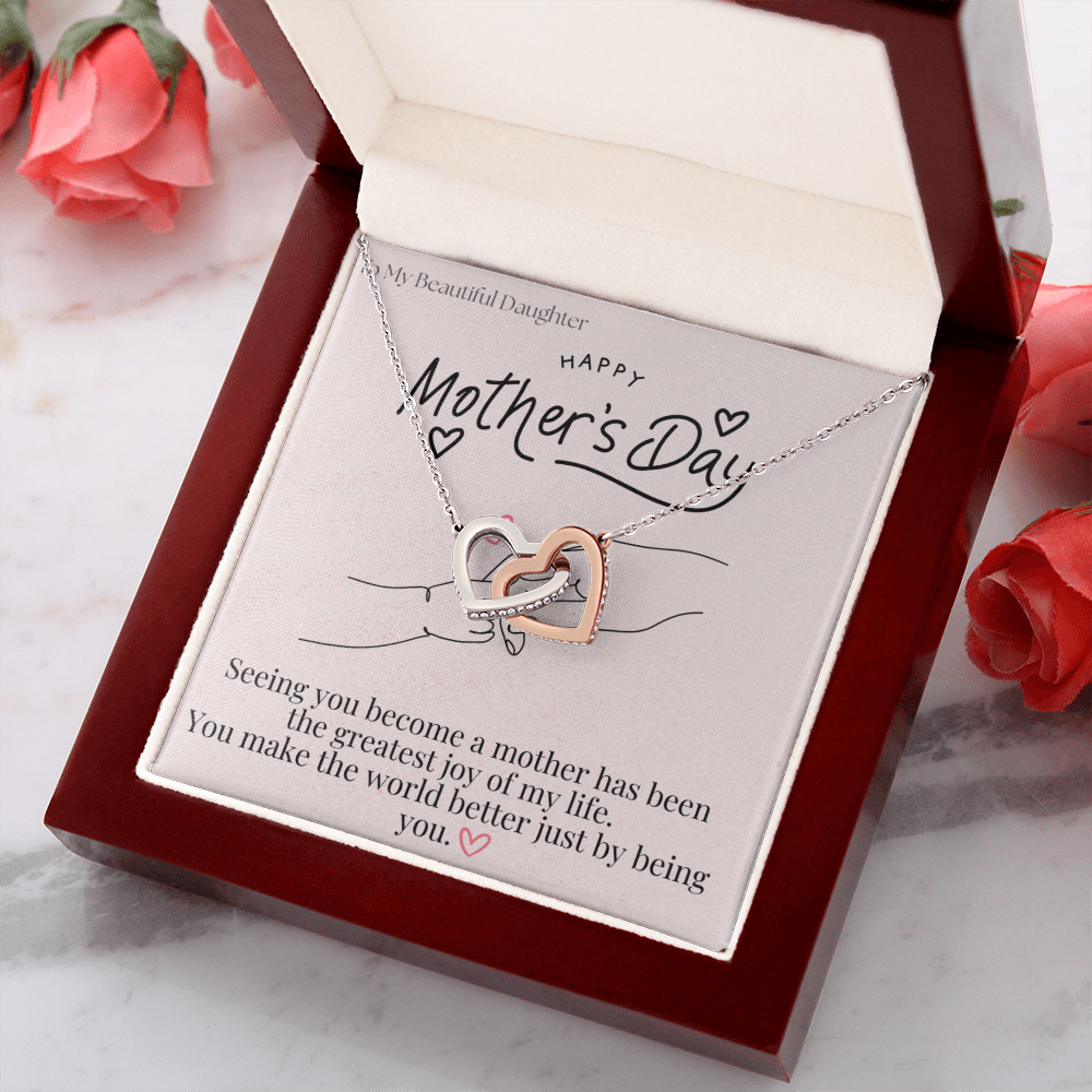 To My Beautiful Daughter / Interlocking Heart Necklace