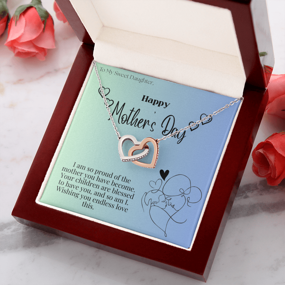 To My Sweet Daughter / Interlocking Heart Necklace