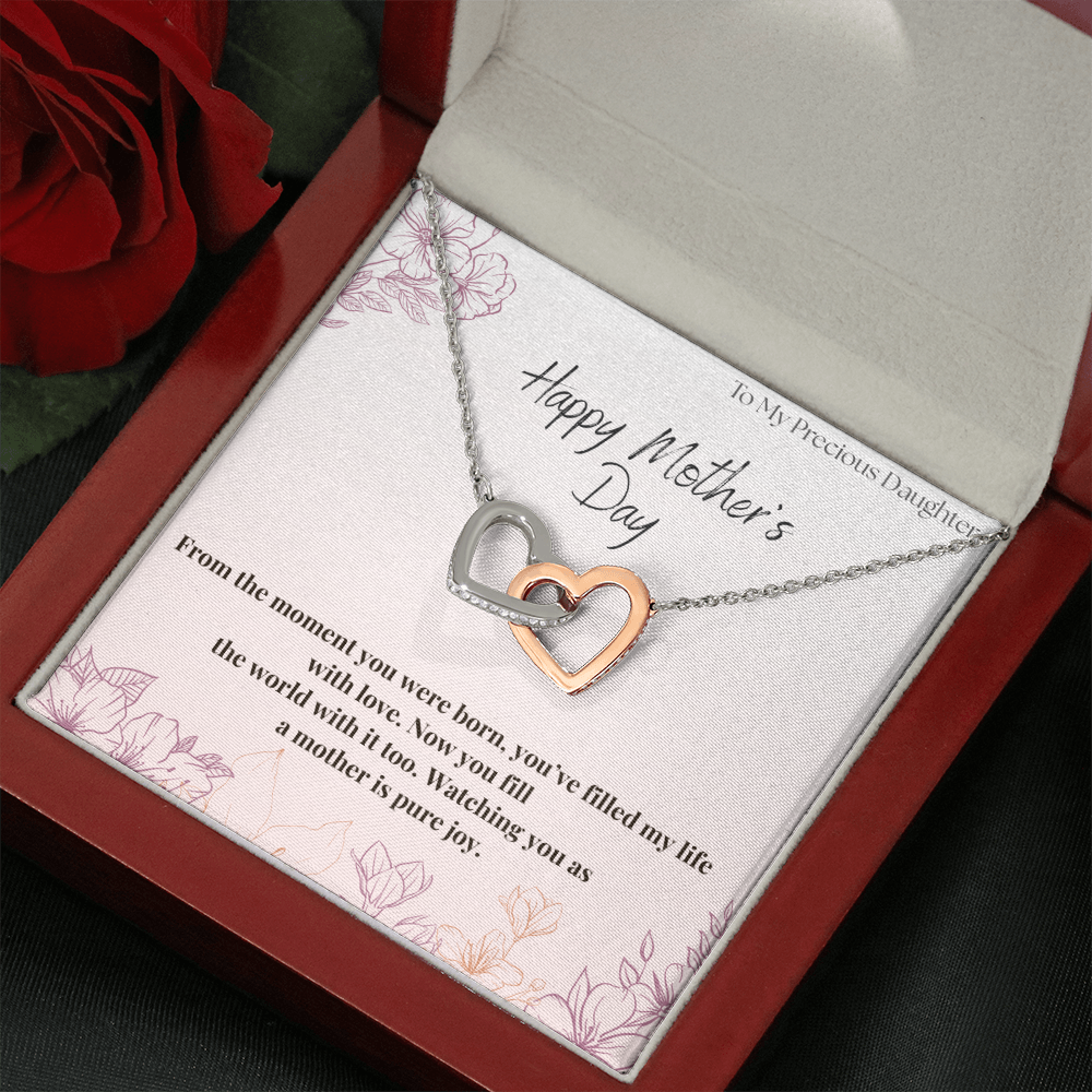 To My Precious Daughter / Interlocking Heart Necklace