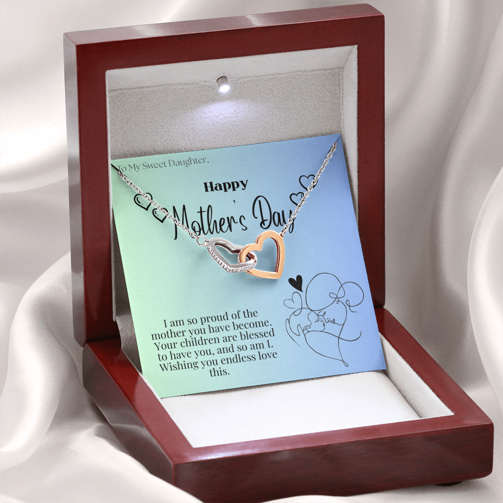 To My Sweet Daughter / Interlocking Heart Necklace