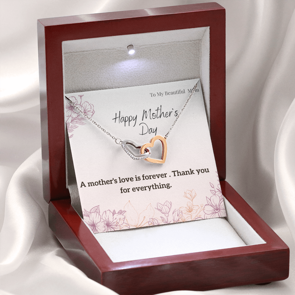 To My Beautiful Mom / Interlocking Hearts Necklace Mother's Day Gift
