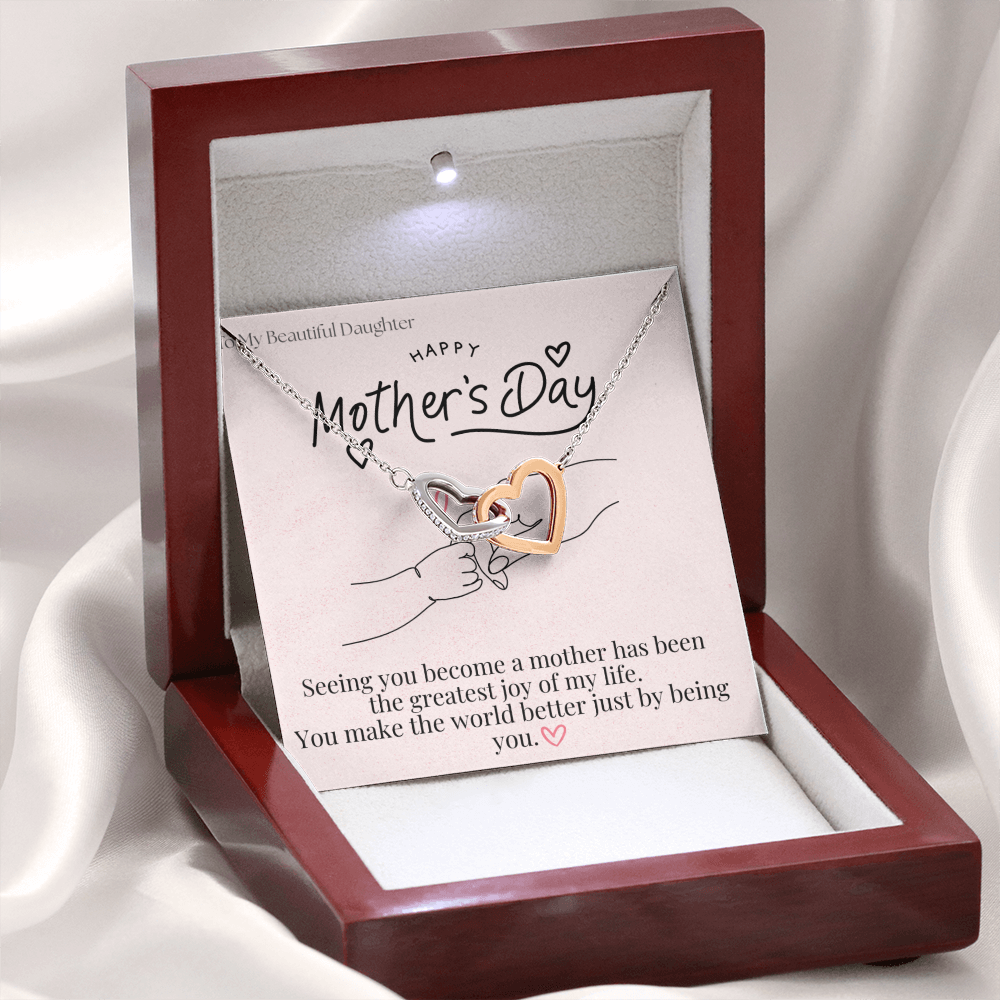 To My Beautiful Daughter / Interlocking Heart Necklace