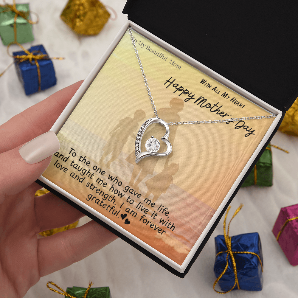 To My Beautiful Mom / Forever Love Necklace Mother's Day Gift