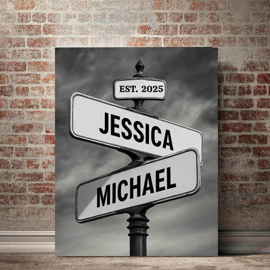 Personalized Canvas Street Sign For Couples