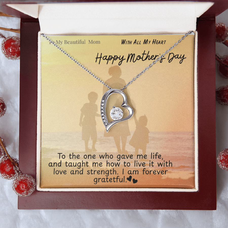 To My Beautiful Mom / Forever Love Necklace Mother's Day Gift